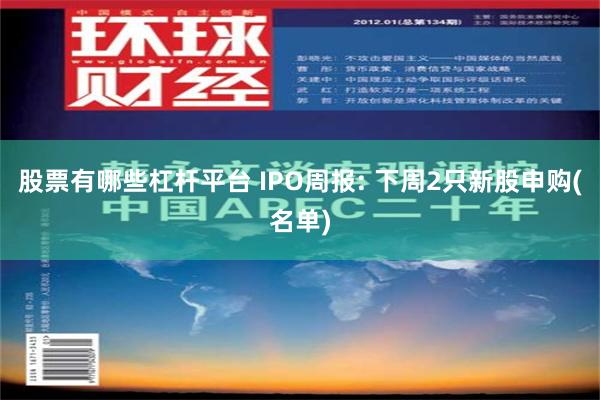 股票有哪些杠杆平台 IPO周报: 下周2只新股申购(名单)